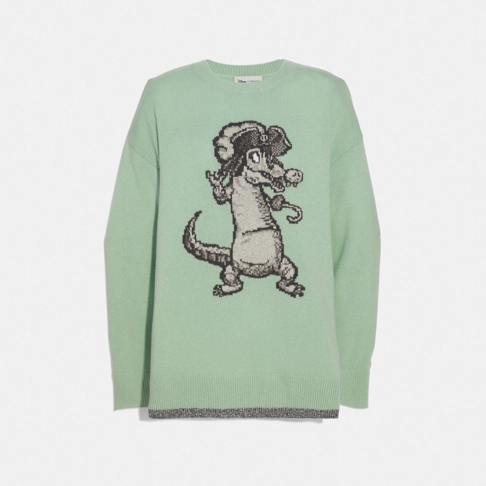 COACH 69960 Disney X Coach Crocodile Oversized Intarsia Sweater MINT