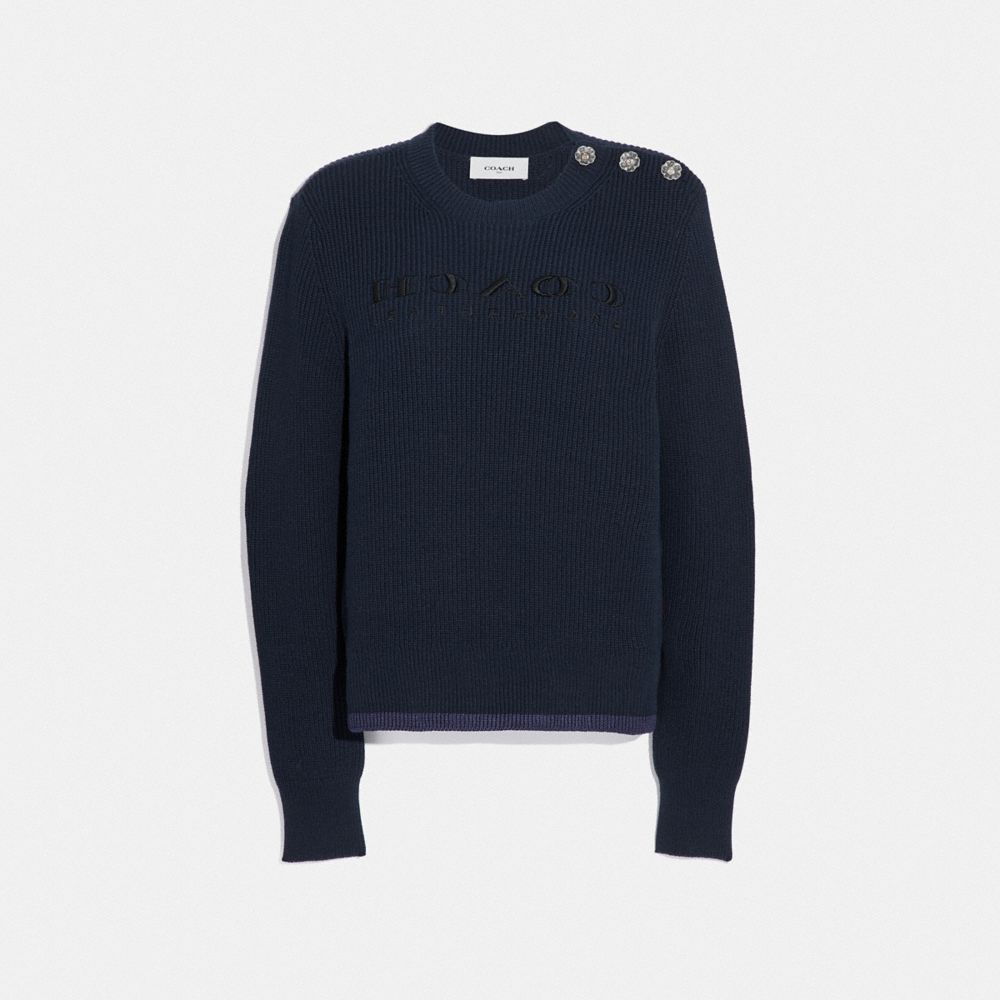 COACH REVERSE COACH SWEATER - NAVY - 69965