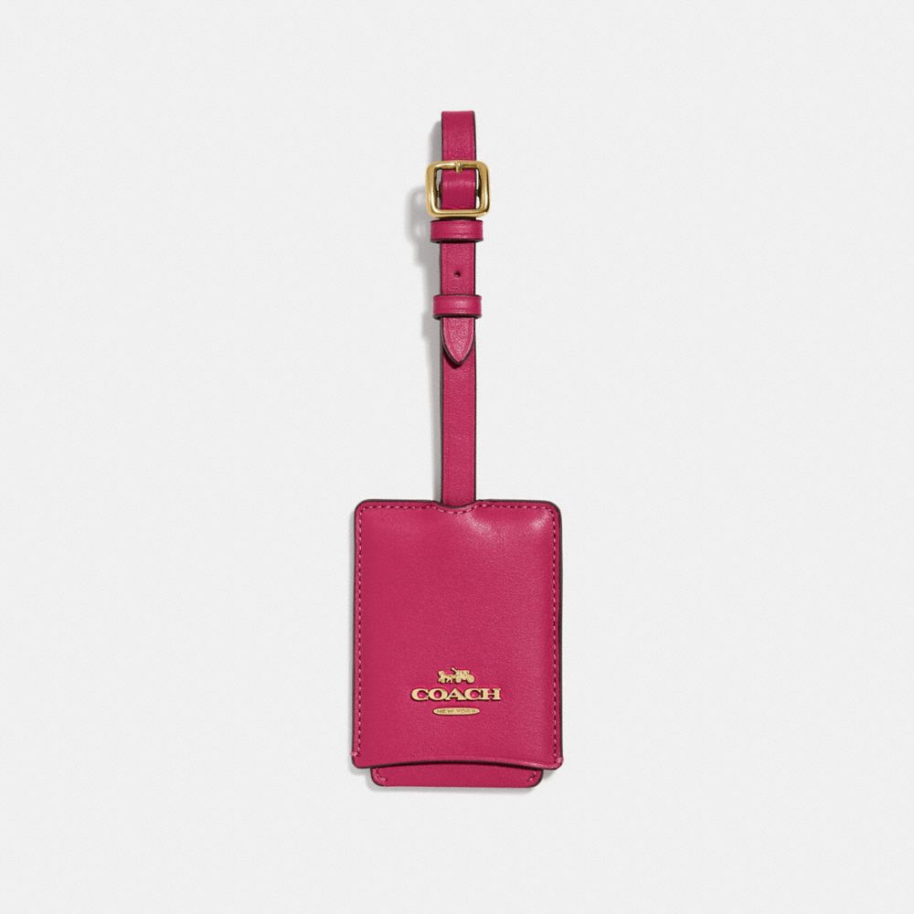 COACH 69970 LUGGAGE TAG BRIGHT CHERRY/GOLD