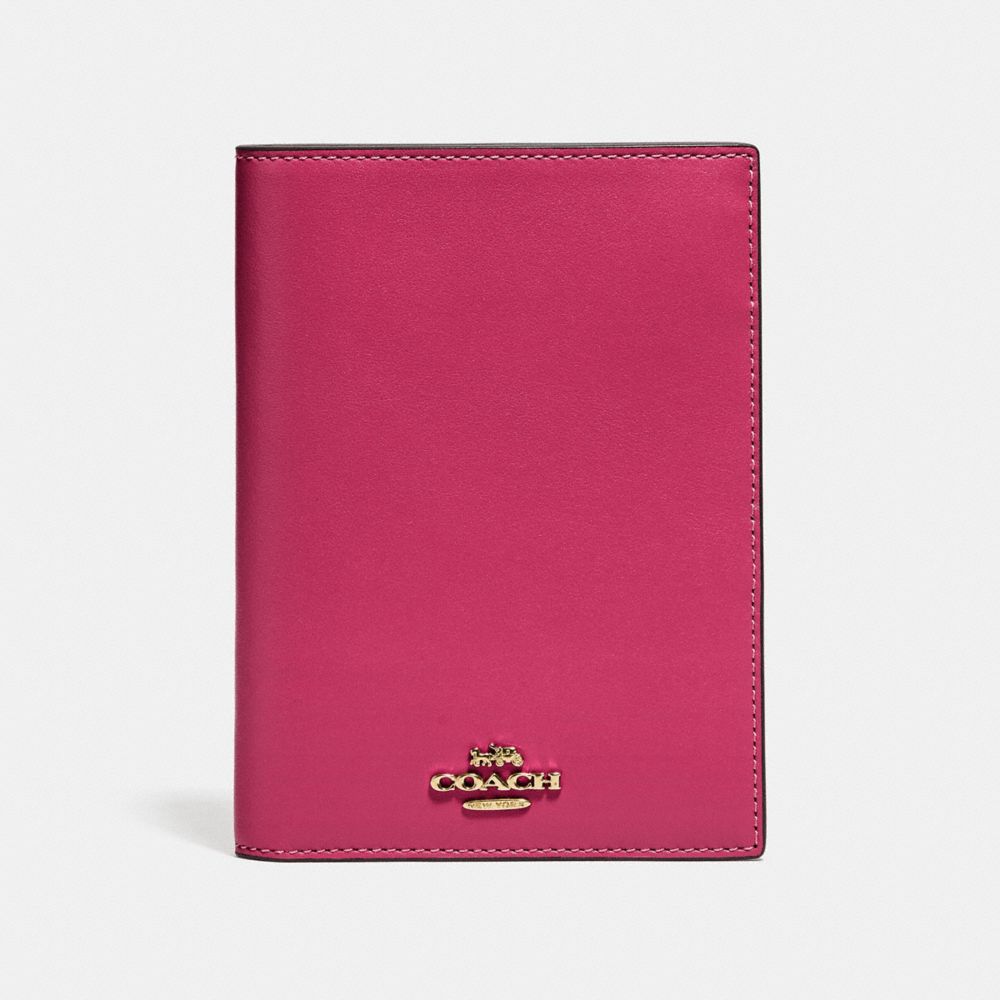 COACH 69971 - PASSPORT CASE BRIGHT CHERRY/GOLD