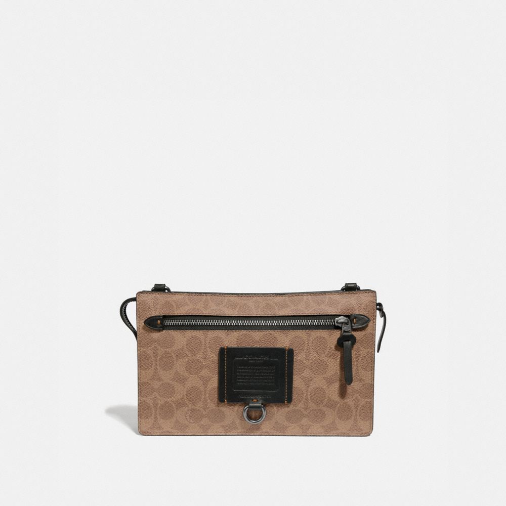 COACH RIVINGTON CONVERTIBLE POUCH IN SIGNATURE CANVAS - KHAKI - 69984