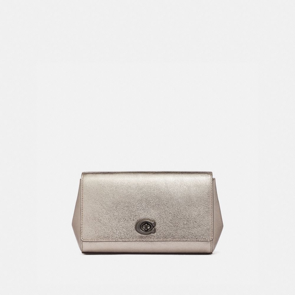 SMALL ALEXA TURNLOCK CLUTCH - PEWTER/PLATINUM - COACH 69990