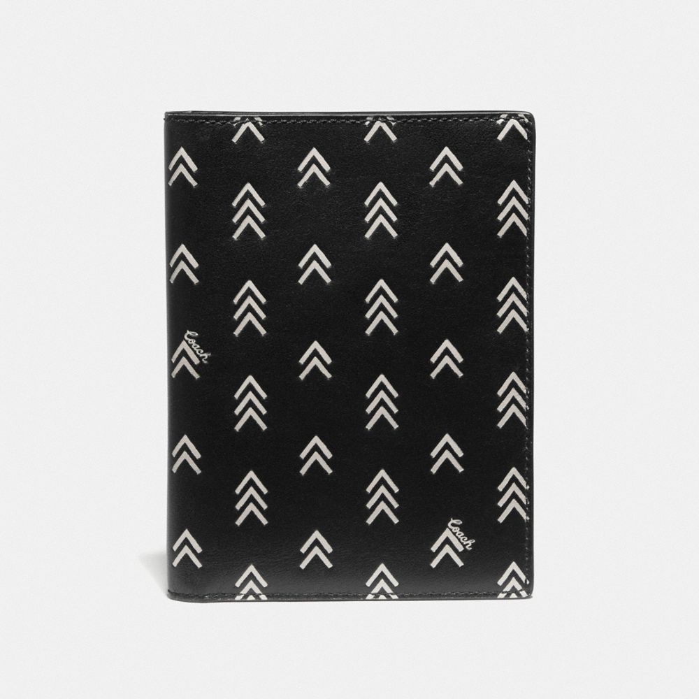 PASSPORT CASE WITH LINE ARROW PRINT - 70081 - BLACK/CHALK