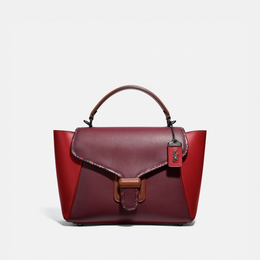 COACH 701 COURIER CARRYALL IN COLORBLOCK LEATHER WITH SNAKESKIN DETAIL V5/RED APPLE MULTI