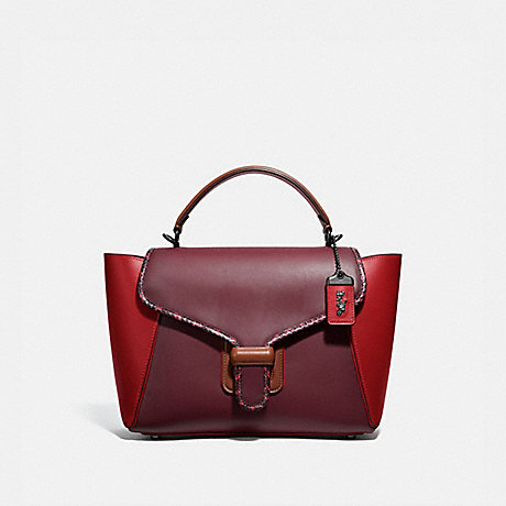COACH COURIER CARRYALL IN COLORBLOCK LEATHER WITH SNAKESKIN DETAIL - V5/RED APPLE MULTI - 701