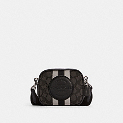 COACH 7057 - Mini Dempsey Camera Bag In Signature Jacquard With Stripe And Coach Patch SILVER/BLACK SMOKE BLACK MULTI