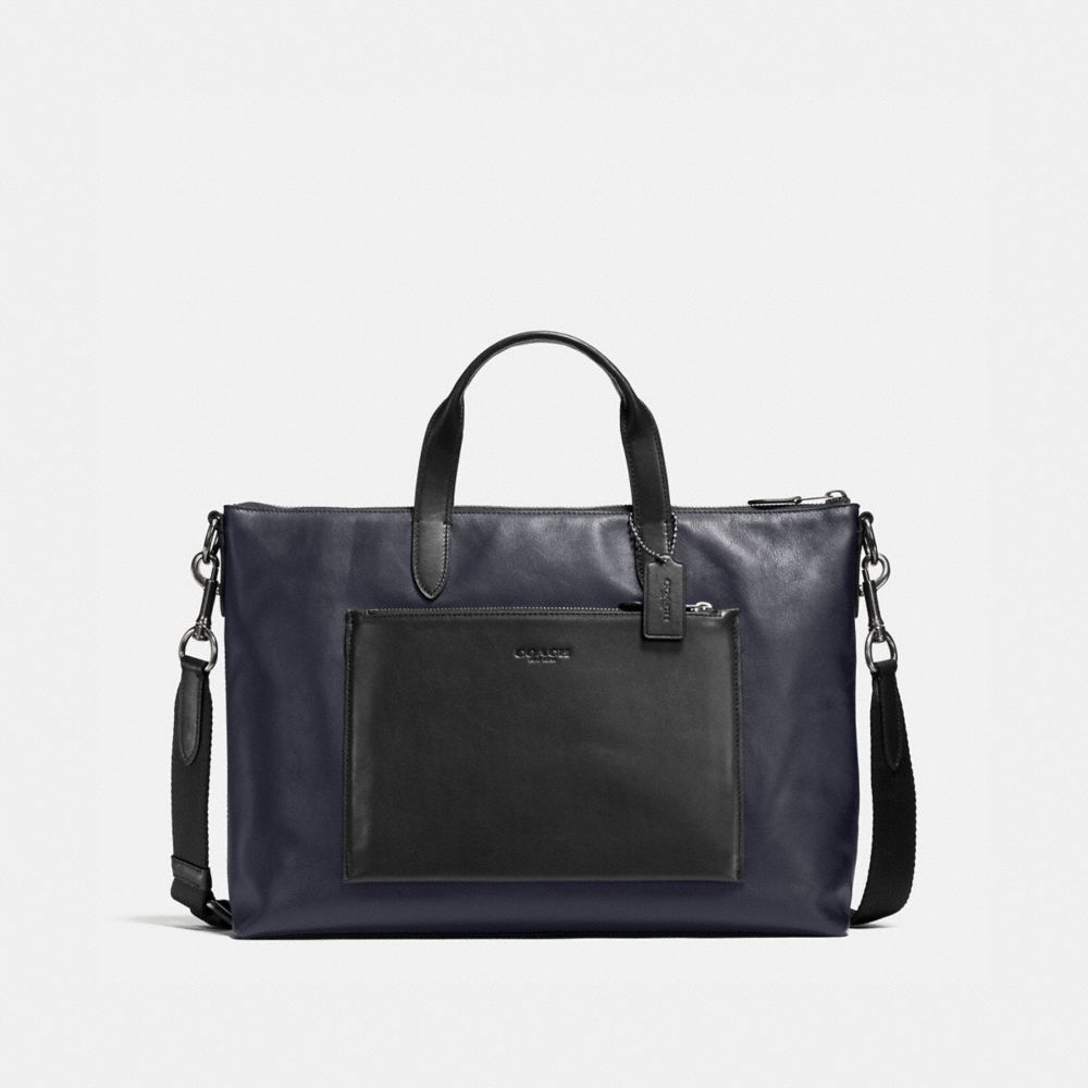 MANHATTAN BRIEF IN SPORT CALF LEATHER - QB/MIDNIGHT/BLACK - COACH 72095