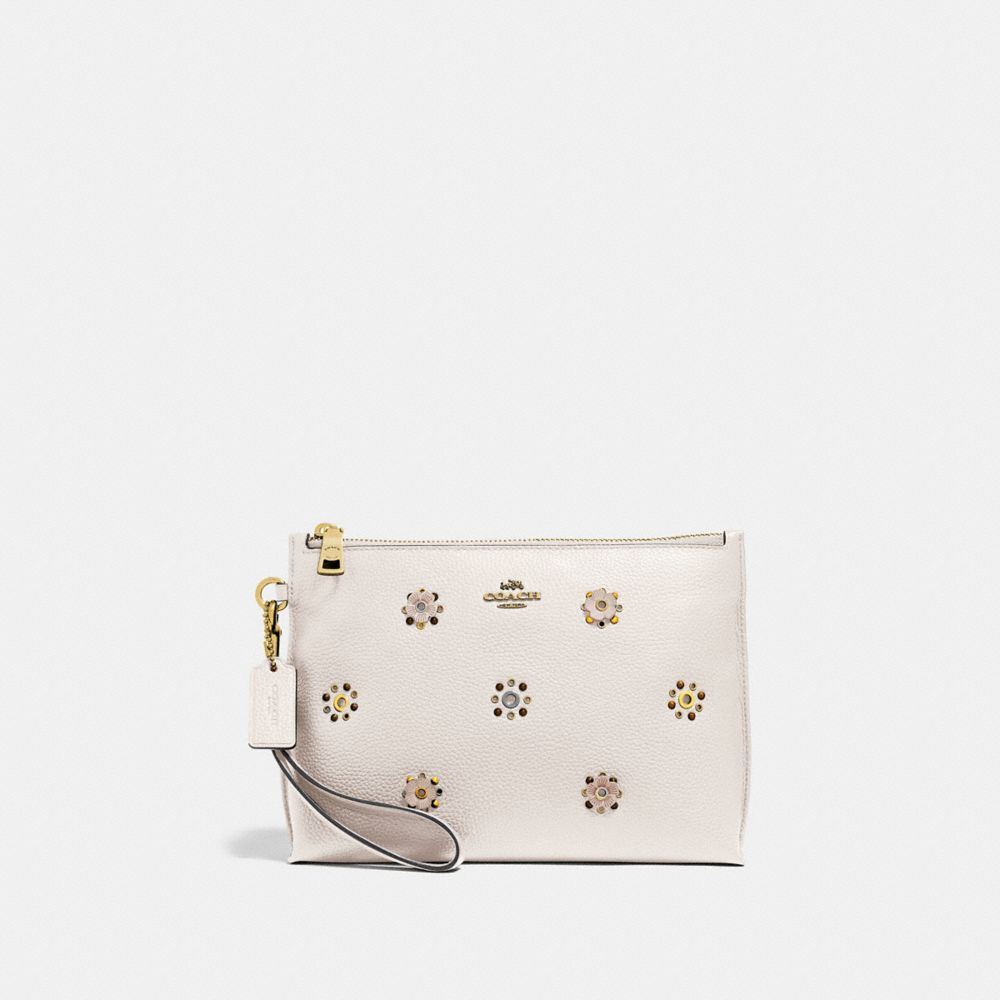 CHARLIE POUCH WITH SCATTERED RIVETS - B4/CHALK - COACH 72399
