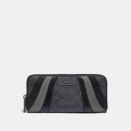 COACH SLIM ACCORDION ZIP WALLET IN SIGNATURE CANVAS WITH WAVE PATCHWORK - V5/CHARCOAL MULTI - 72416