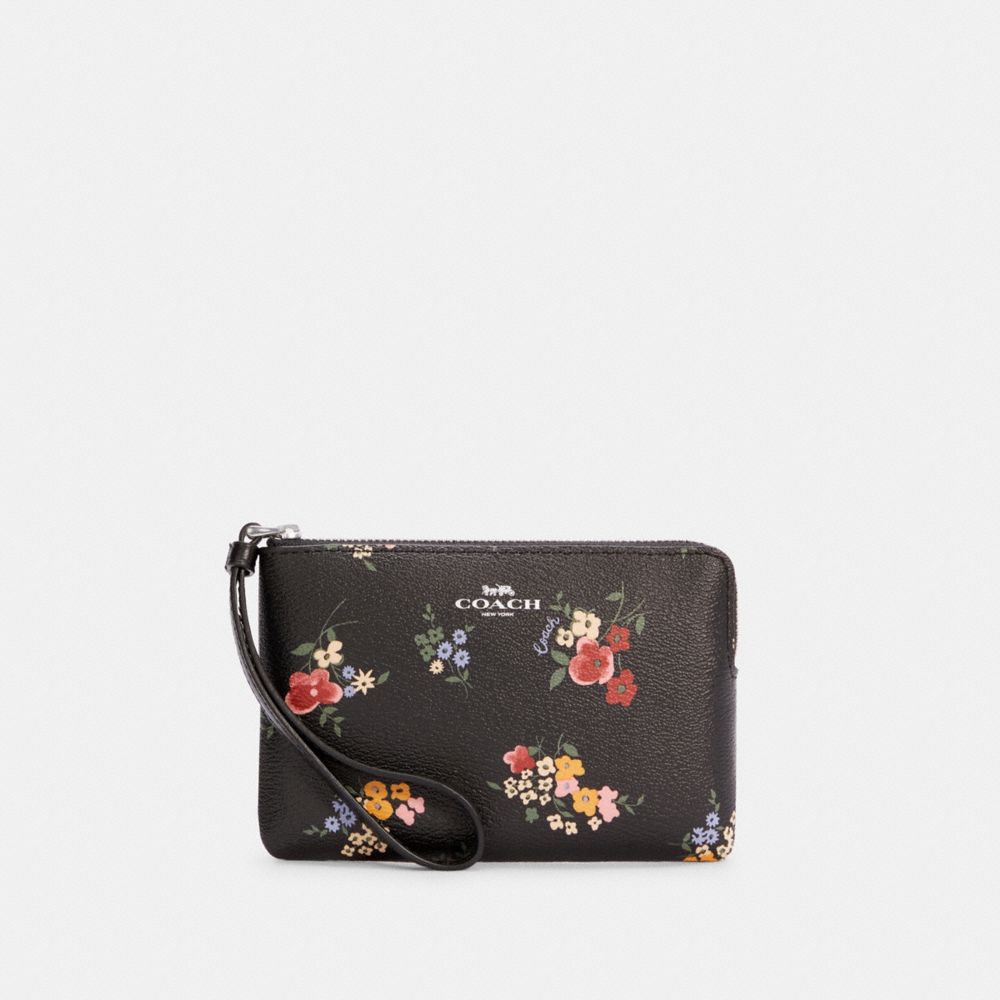 CORNER ZIP WRISTLET WITH WILDFLOWER PRINT - 7248 - SV/BLACK MULTI