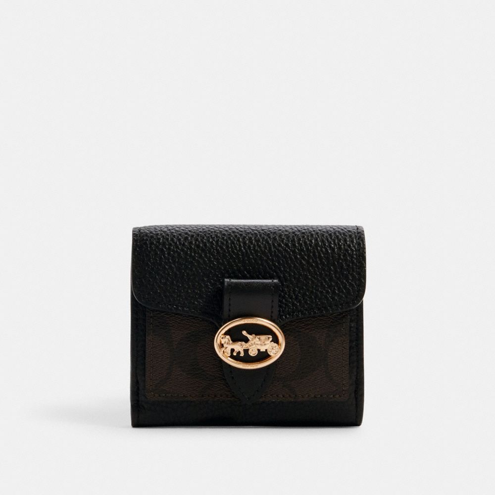 GEORGIE SMALL WALLET IN SIGNATURE CANVAS - 7250 - IM/BROWN BLACK