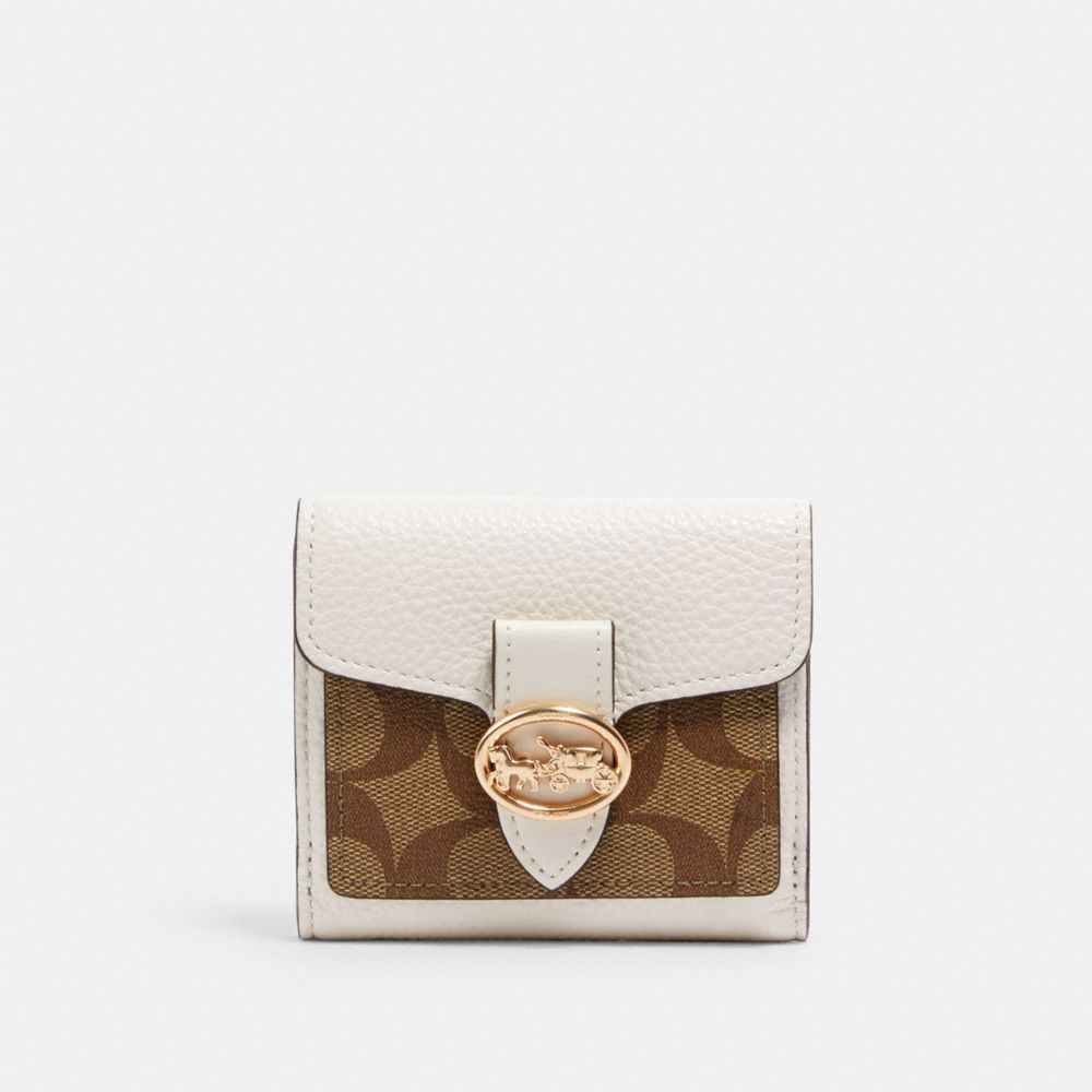 COACH 7250 GEORGIE SMALL WALLET IN SIGNATURE CANVAS IM/KHAKI/CHALK