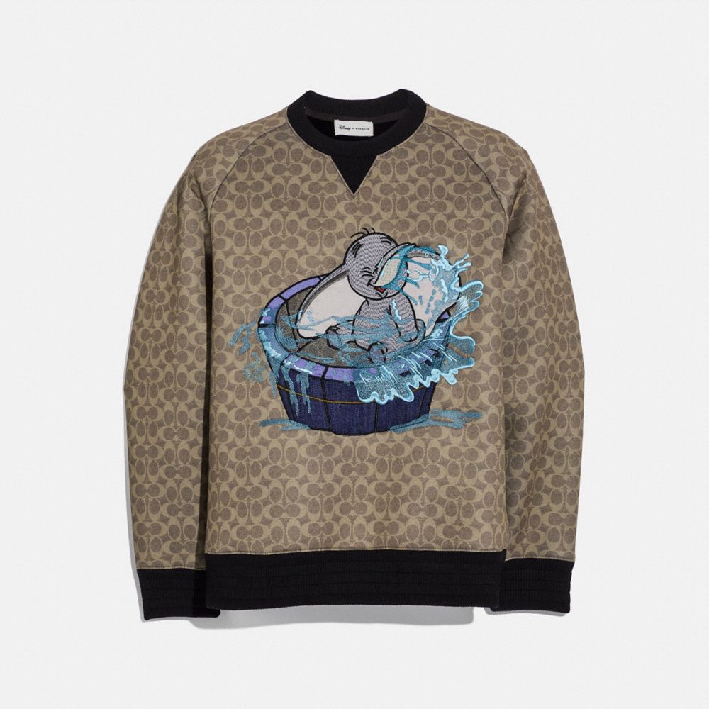 COACH 72605 - DISNEY X COACH SIGNATURE SWEATSHIRT WITH DUMBO KHAKI SIGNATURE