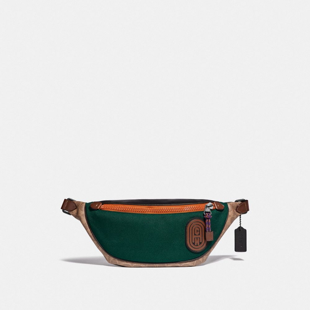 Rivington Belt Bag In Signature Canvas With Coach Patch - BLACK COPPER/KHAKI - COACH 72608