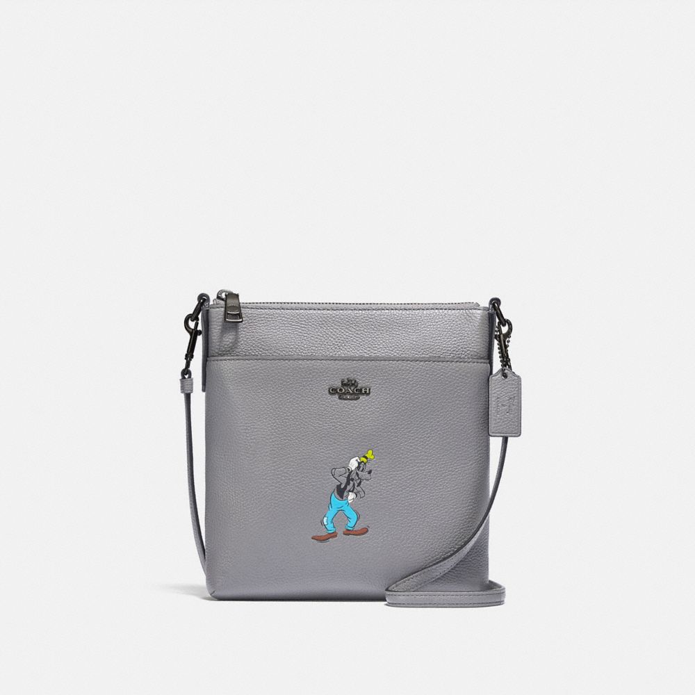 COACH 7275 Disney X Coach Kitt Messenger Crossbody With Goofy Motif PEWTER/HEATHER GREY