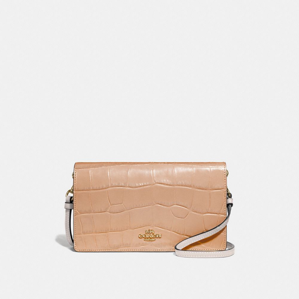 HAYDEN FOLDOVER CROSSBODY CLUTCH - GOLD/BEECHWOOD - COACH 72781