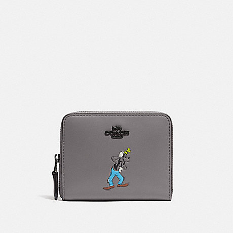 COACH Disney X Coach Small Zip Around Wallet With Goofy Motif - PEWTER/HEATHER GREY - 7278
