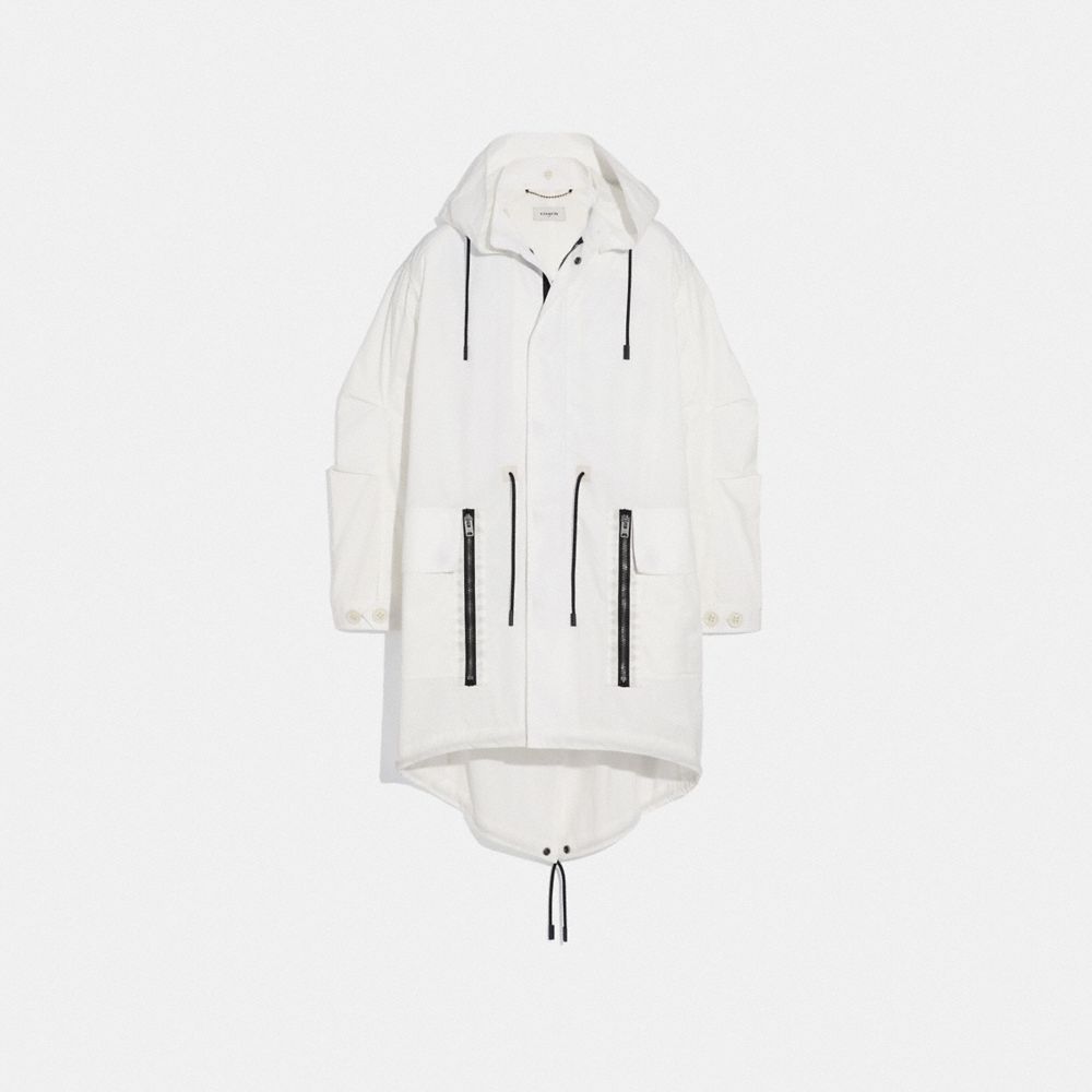 MILITARY COAT WITH HOOD - WHITE - COACH 72792