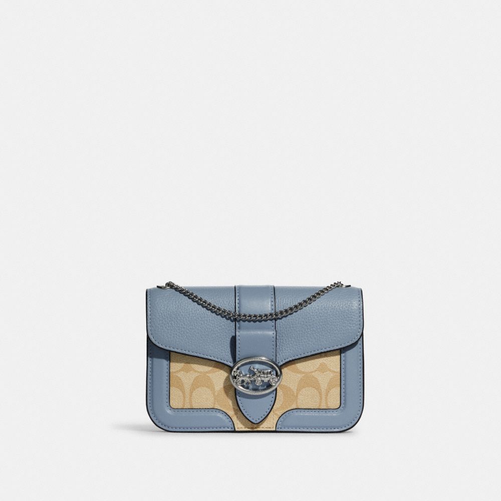 COACH 7287 Georgie Crossbody In Signature Canvas SILVER/LIGHT KHAKI/MARBLE BLUE