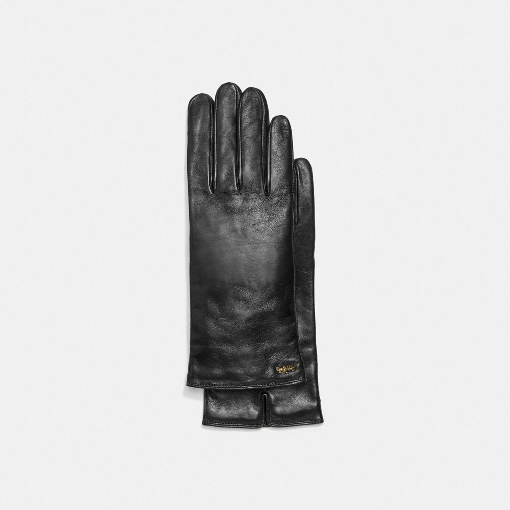 COACH 7290 Horse And Carriage Leather Tech Gloves Black
