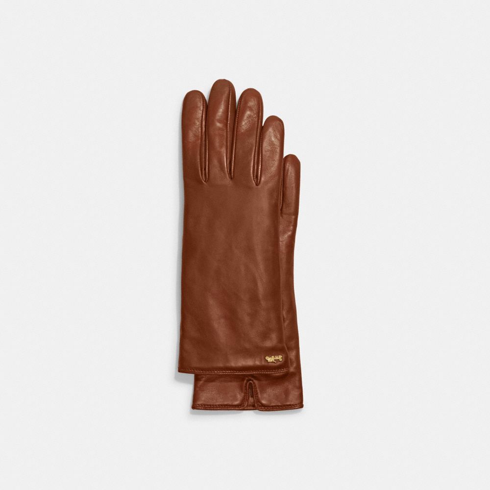 COACH 7290 Horse And Carriage Leather Tech Gloves Saddle