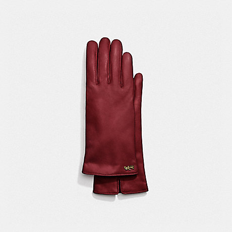 COACH Horse And Carriage Leather Tech Gloves - WINE - 7290