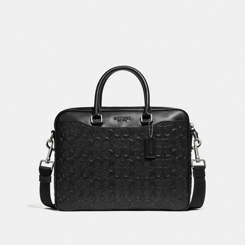 COACH BECKETT COMPACT BRIEF IN SIGNATURE LEATHER - NI/BLACK - 72973