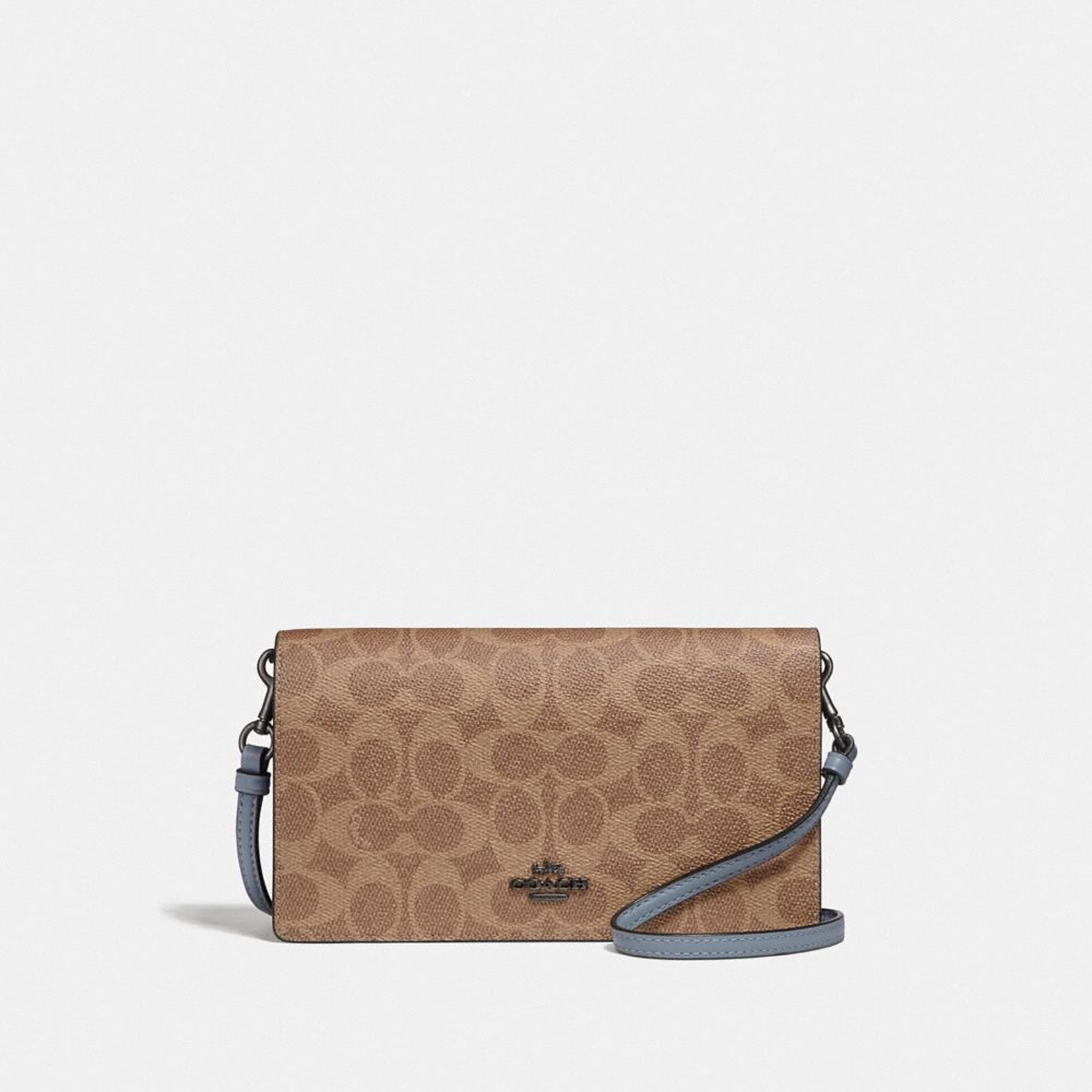 COACH 73318 - HAYDEN FOLDOVER CROSSBODY CLUTCH IN COLORBLOCK SIGNATURE CANVAS V5/TAN MIST INK