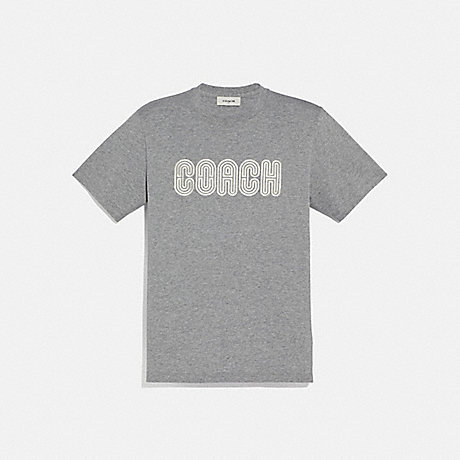 COACH EMBROIDERED COACH PRINT T-SHIRT - HEATHER GREY - 73523
