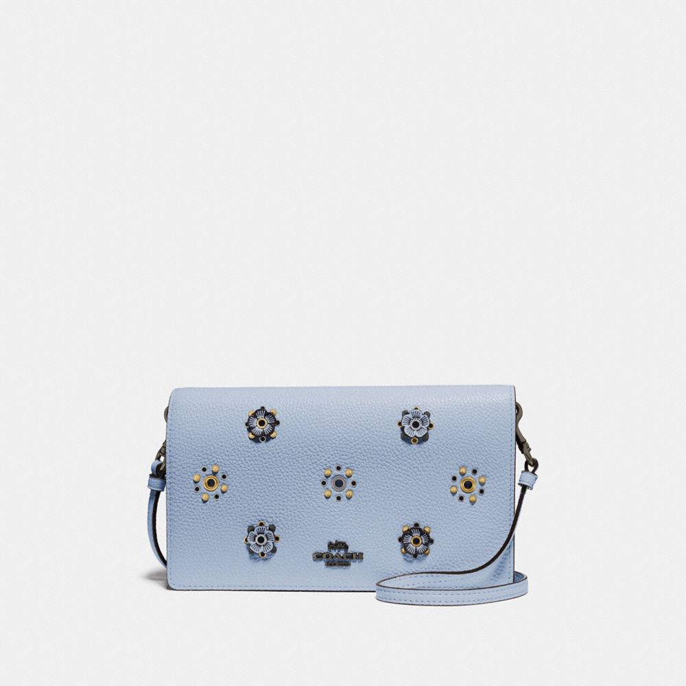 COACH 73569 HAYDEN FOLDOVER CROSSBODY WITH SCATTERED RIVETS PEWTER/MIST