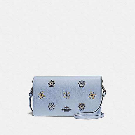 COACH 73569 HAYDEN FOLDOVER CROSSBODY WITH SCATTERED RIVETS PEWTER/MIST
