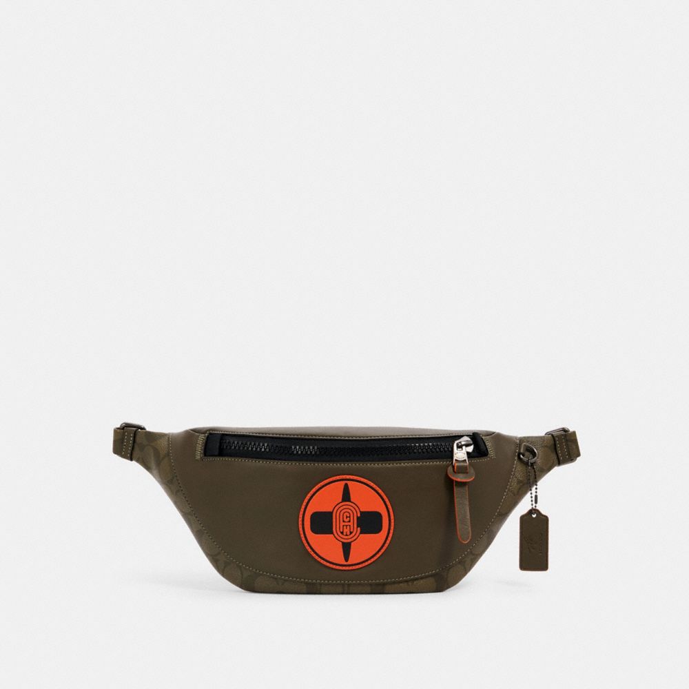 COACH X MICHAEL B. JORDAN WARREN BELT BAG IN SIGNATURE CANVAS - QB/NINJA GREEN - COACH 7357