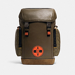 COACH X MICHAEL B. JORDAN RANGER BACKPACK WITH SIGNATURE CANVAS DETAIL - 7362 - QB/NINJA GREEN