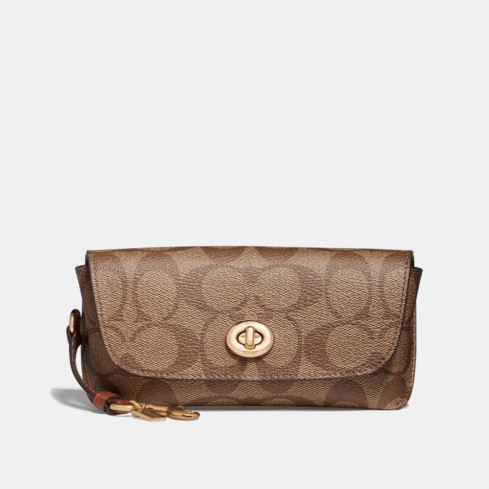 COACH 73639 - SUNGLASS CASE IN SIGNATURE CANVAS - GD/KHAKI | COACH