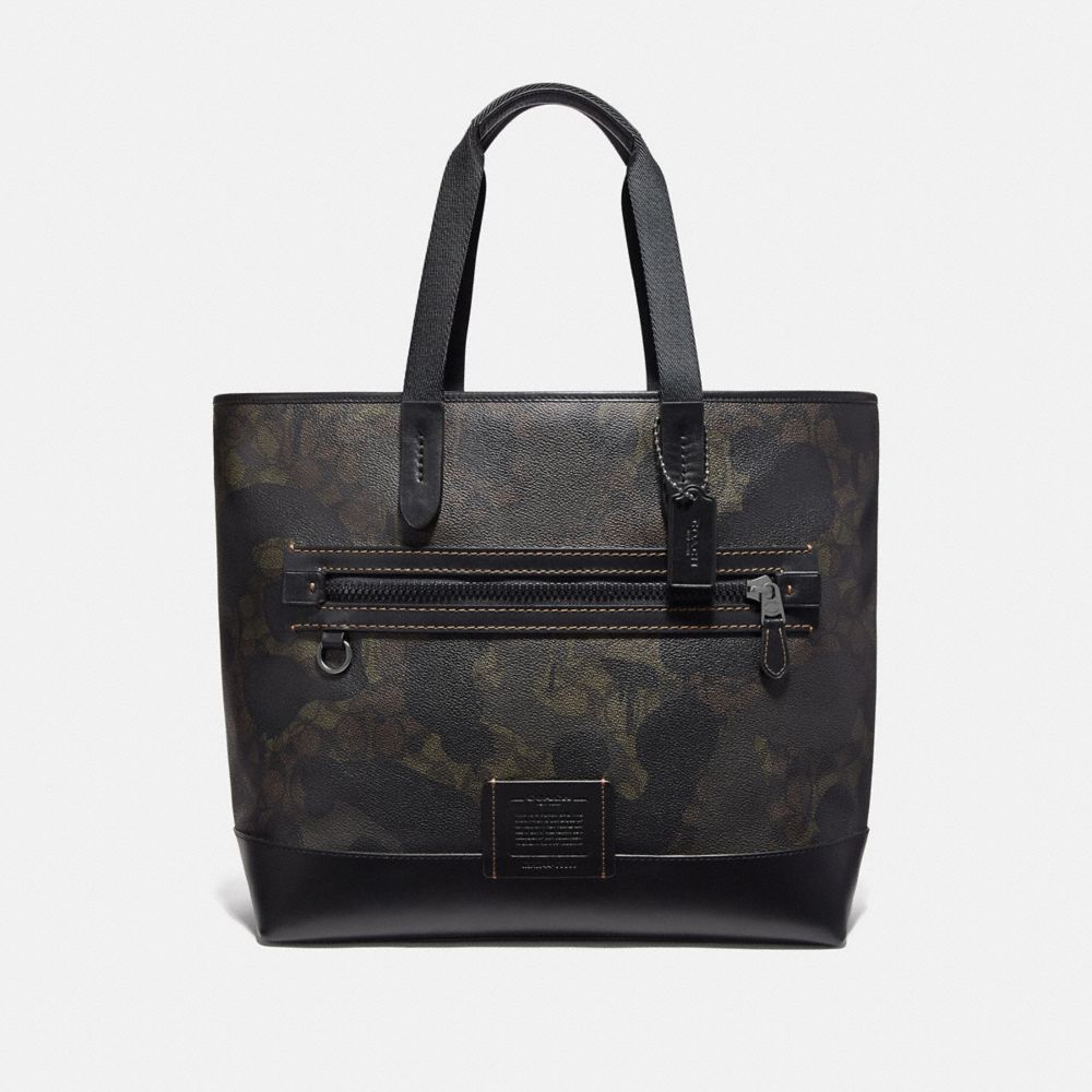 ACADEMY TOTE IN SIGNATURE CANVAS WITH WILD BEAST PRINT - GREEN WILD BEAST SIGNATURE/BLACK COPPER - COACH 73666