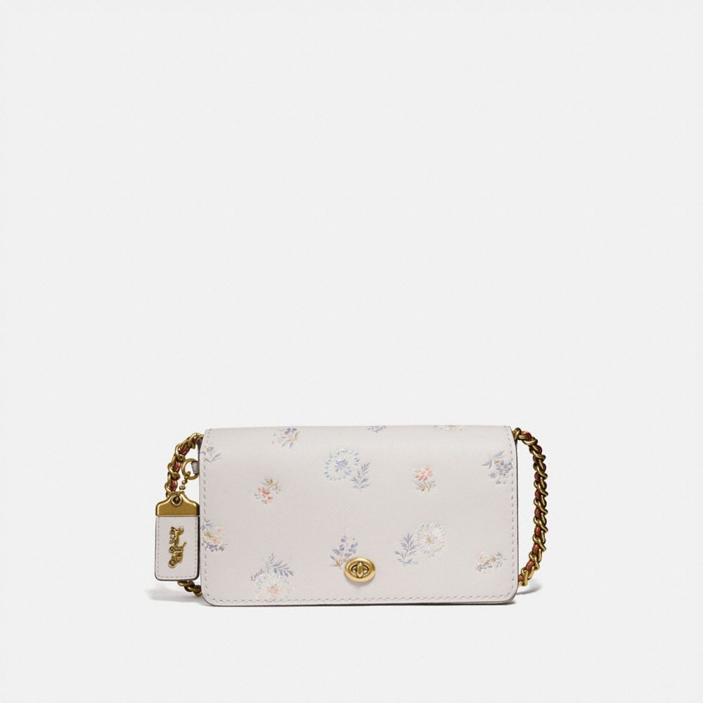 COACH 73726 Dinky With Meadow Prairie Print BRASS/CHALK