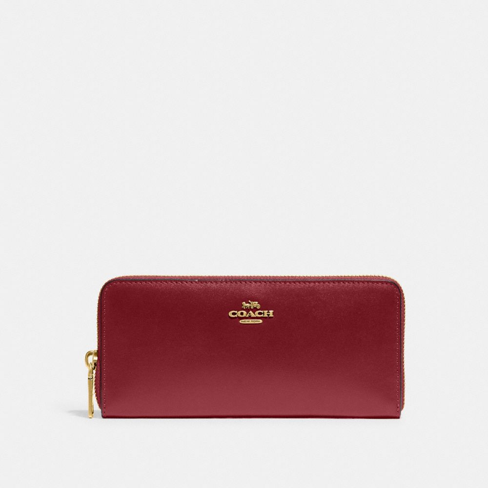 COACH 73738 Slim Accordion Zip Wallet Brass/Cherry