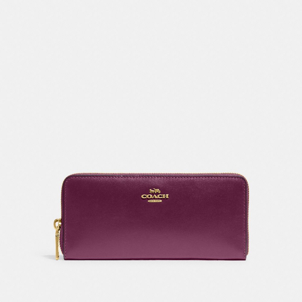 COACH 73738 Slim Accordion Zip Wallet Brass/Deep Berry