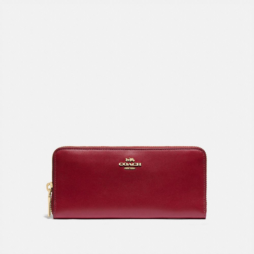 COACH 73738 SLIM ACCORDION ZIP WALLET GD/DEEP RED