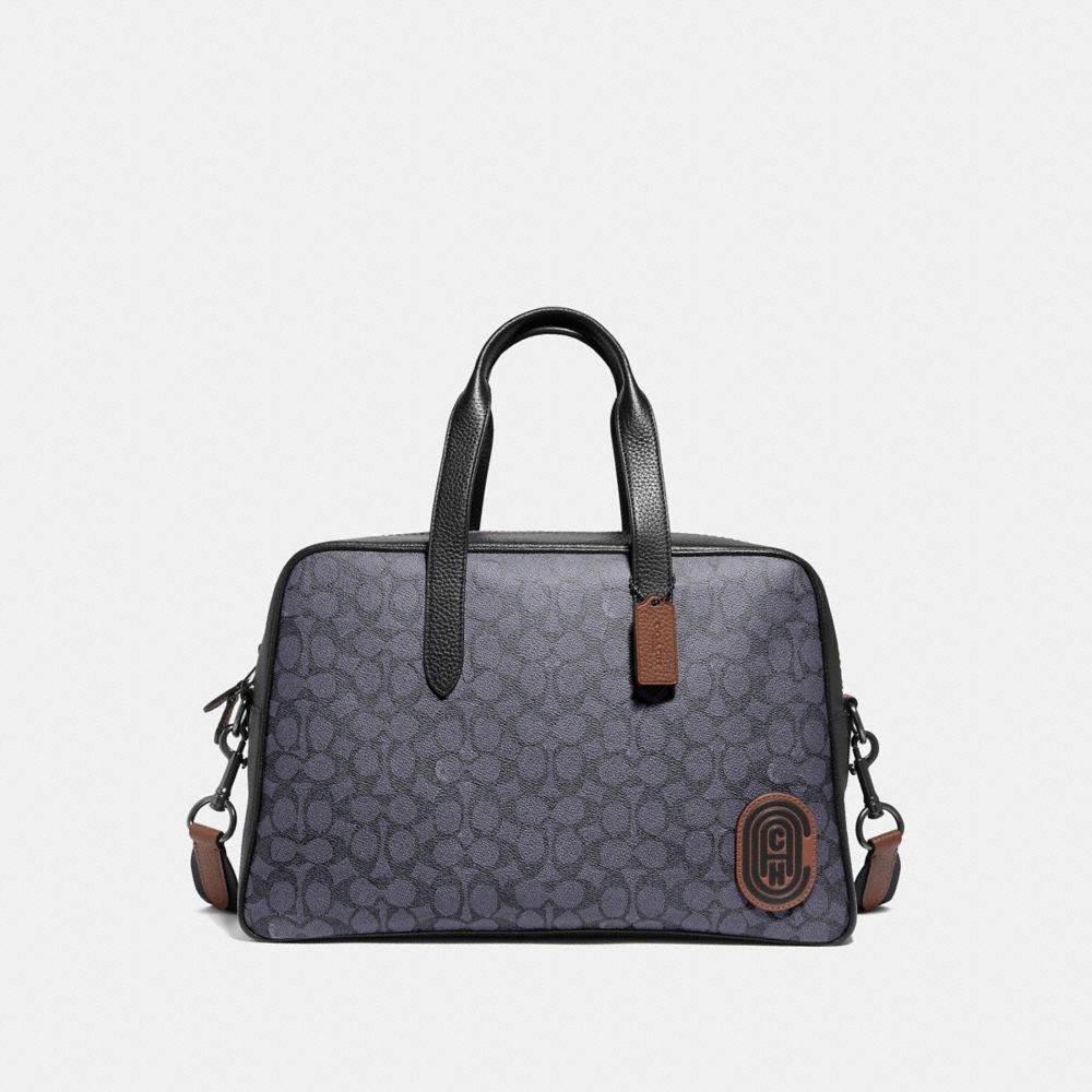 COACH 73854 - METROPOLITAN SOFT CARRYALL IN SIGNATURE CANVAS WITH COACH PATCH CHARCOAL/BLACK COPPER FINISH