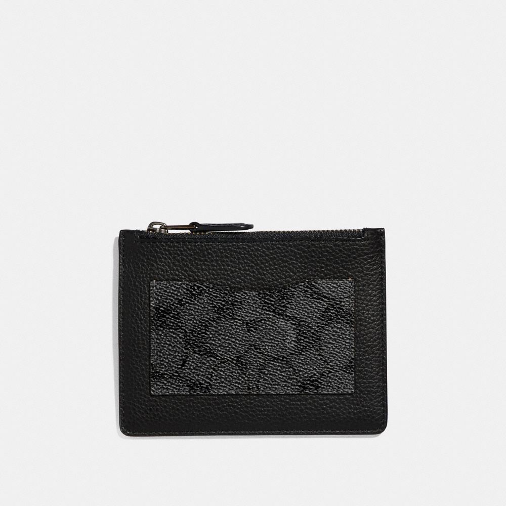 LARGE CARD CASE WITH SIGNATURE CANVAS BLOCKING - CHARCOAL - COACH 73922