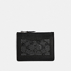 COACH 73922 Large Card Case With Signature Canvas Blocking CHARCOAL