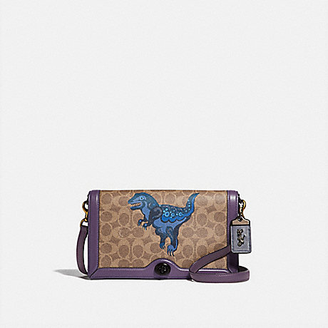 COACH 73942 RILEY IN SIGNATURE CANVAS WITH REXY BY ZHU JINGYI V5/TAN-DUSTY-LAVENDER