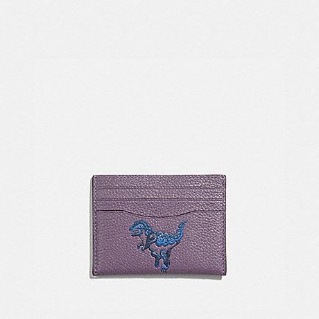 COACH 73949 CARD CASE WITH REXY BY ZHU JINGYI DUSTY-LAVENDER/PEWTER