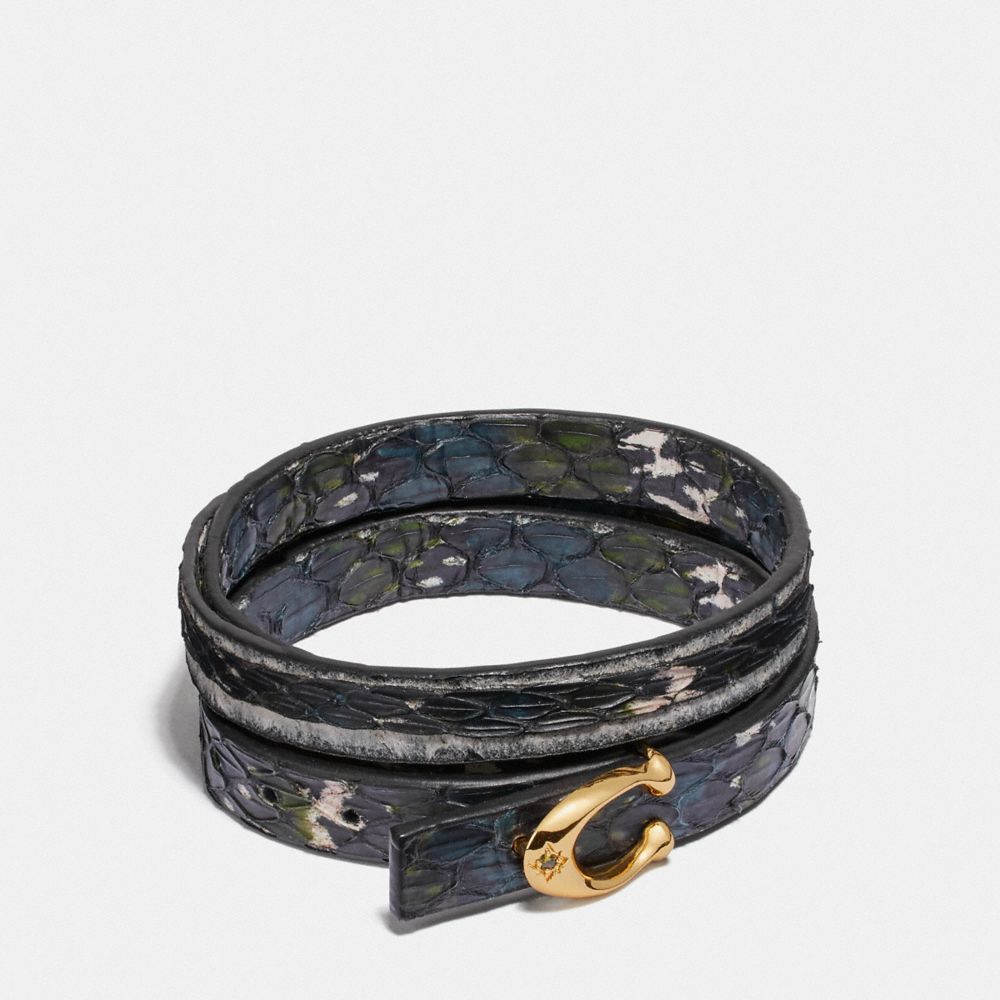 COACH 74065 SIGNATURE BRACELET IN SNAKESKIN BLACK-MULTI/GOLD