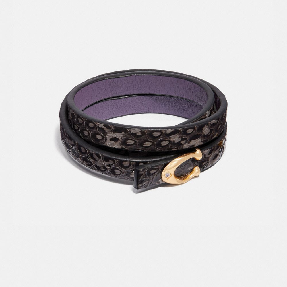 COACH 74065 Signature Bracelet In Snakeskin GD/GREY MULTI