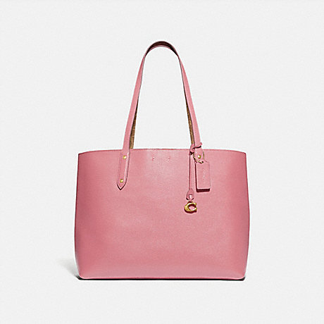 COACH CENTRAL TOTE WITH SIGNATURE CANVAS BLOCKING - V5/TAN TRUE PINK - 74104