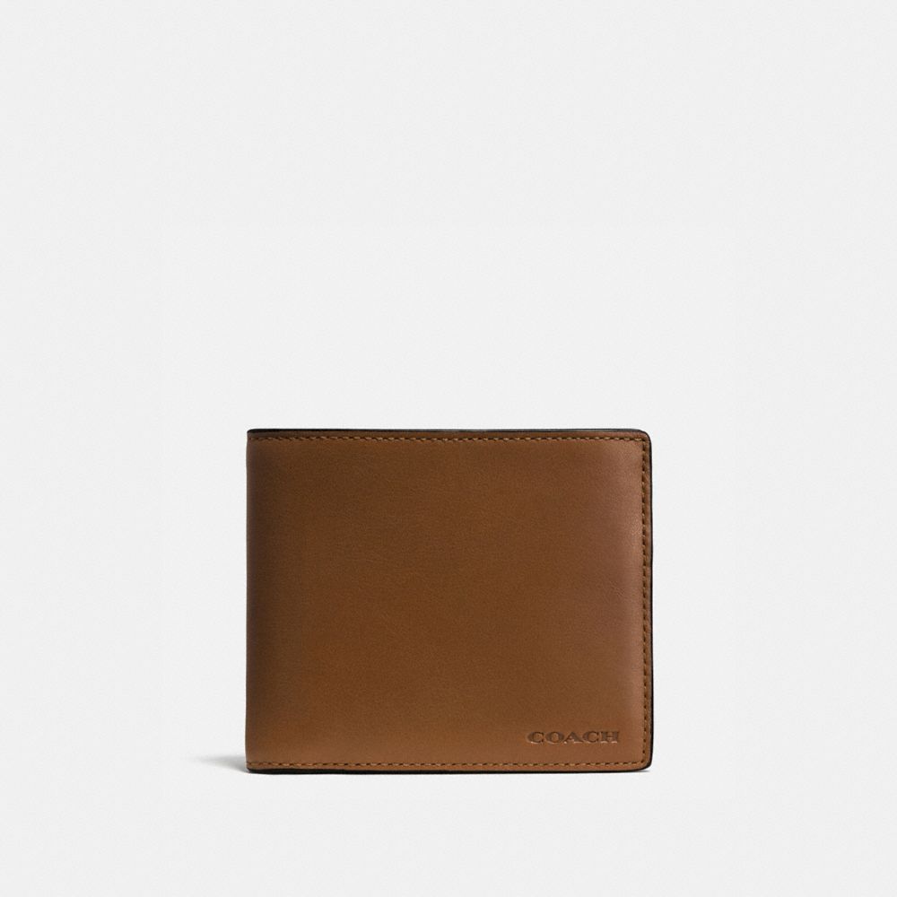 COACH COMPACT ID WALLET - DARK SADDLE - 74896