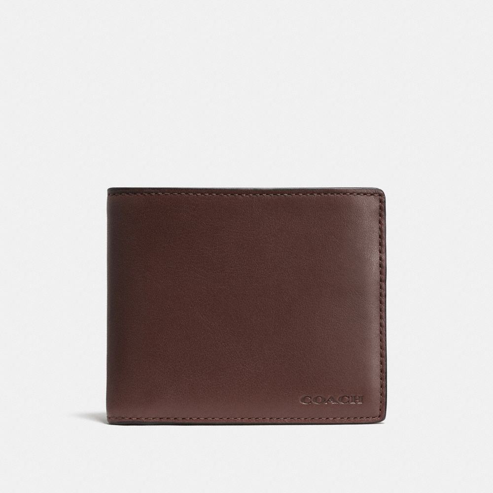 COACH 74896 COMPACT ID WALLET MAHOGANY