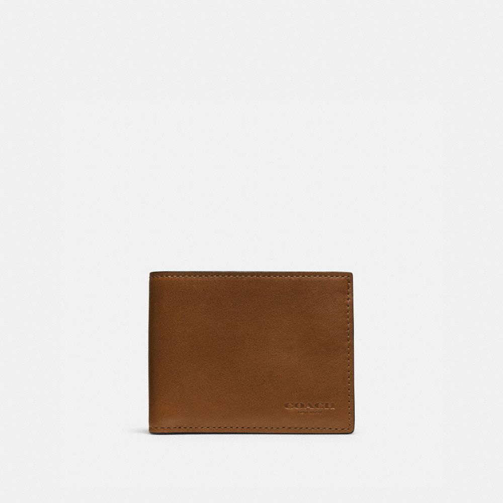 COACH SLIM BILLFOLD ID WALLET - DARK SADDLE - 74900